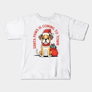 Santa Paws Christmas Dog Kids T-Shirt